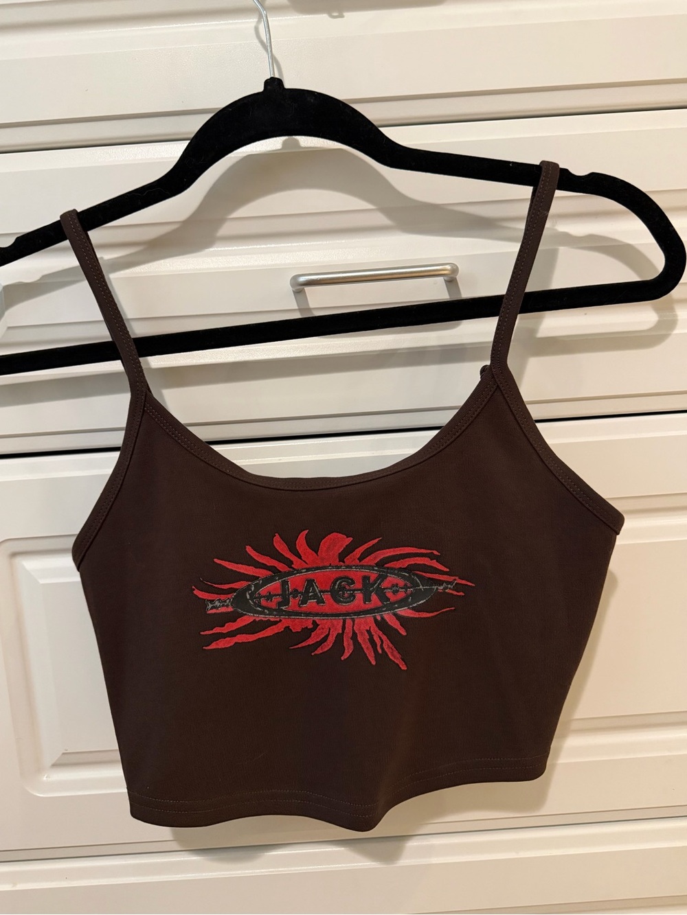 Cactus Jack Brown Embroidered Cropped Tank Top